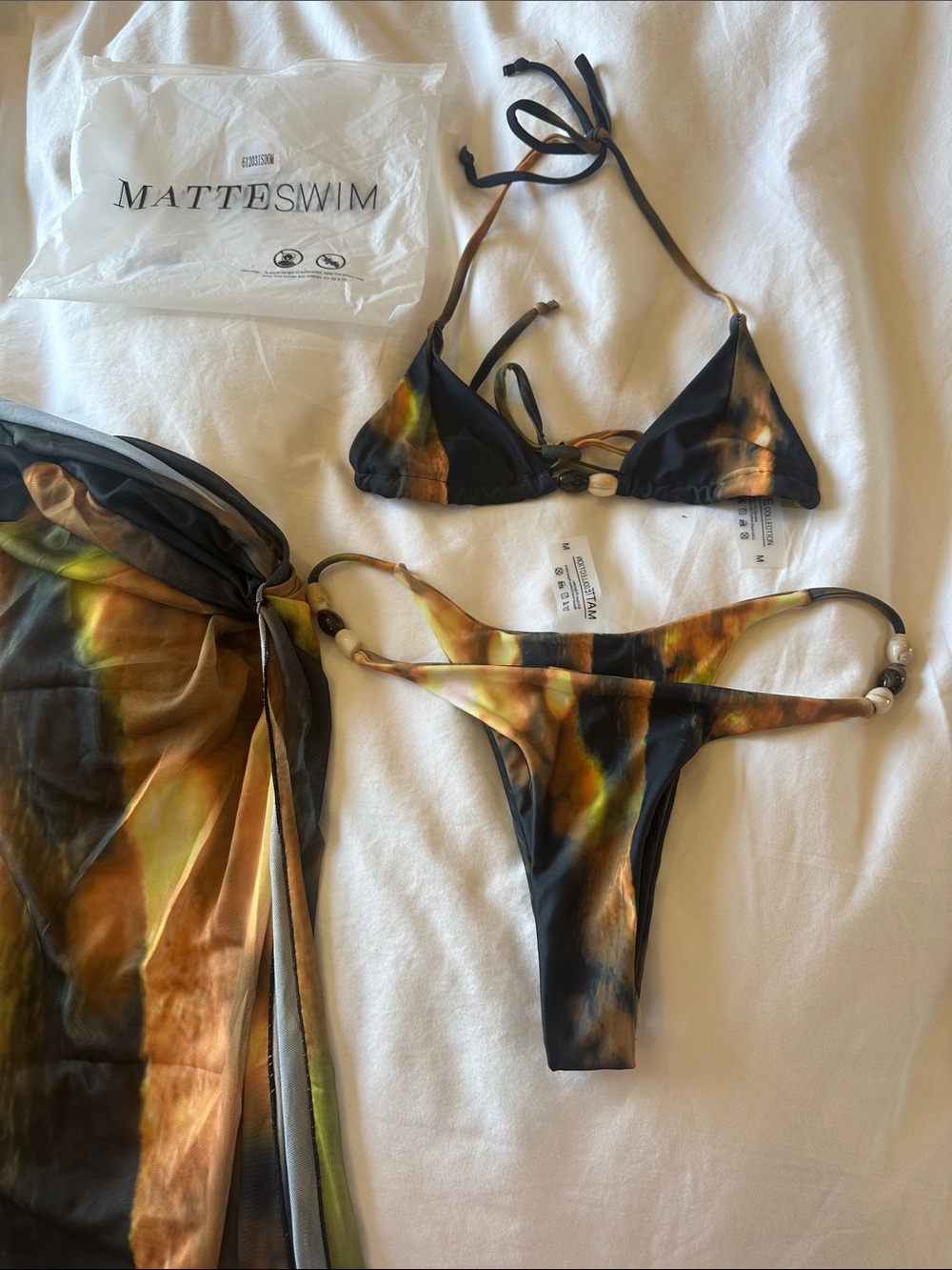 Black & Brown Tie-Dye Triangle Bikini Set Nikolas - Solara Romance